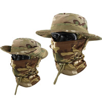 Conjunto de Sombrero de Pescador Táctico con Rayas de Camuflaje, Gorra Multifuncional para Pesca al Aire Libre, Protección Solar, Transpirable