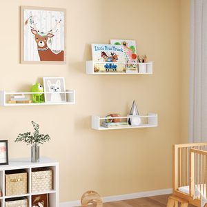 Estanterías flotantes de madera maciza de 16,5 pulgadas, decoración de guardería montada en la pared para niños con almacenamiento de libros y juguetes, 3 juegos de estantes de pared - Product Image 3