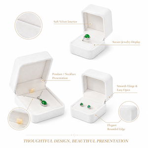 Cajas de Joyería de Terciopelo Verde de Lujo de Alta Gama, Juego de Varios Tamaños, Logotipo de Marca en Lámina Dorada, para Empaque de Regalos de Joyería de Moda - Product Image 3
