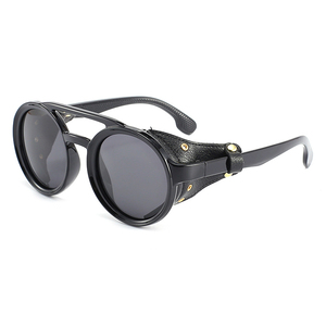 Lunettes de soleil polarisées rondes Sparloo 10346 en gros avec protections latérales en cuir - Product Image 1