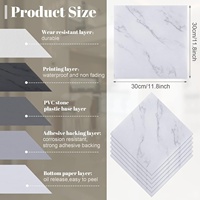 Spiareal - 48 Piezas de Vinilo Autoadhesivo para Piso con Diseño de Mármol Blanco Cuadrado de 12 x 12 Pulgadas, Impermeable, para Interiores, Baños y Cocinas