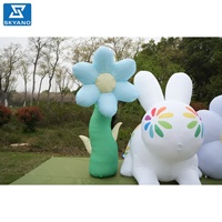 Lapin géant à fleurs gonflables Modèle de décor de parc Accessoires cinq pétales de fleurs gonflables blanches Lapin