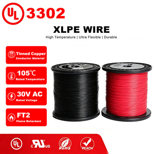 Cabo de Energia Elétrico UL3302 com Condutor de Cobre Estanhado, Isolamento XLPE Livre de Halogênio, Núcleo Único 26 24 22 20 18 16AWG - Product Image 1