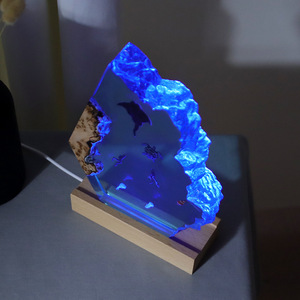 <span class=keywords><strong>Tortue</strong></span> de mer encastrée sur mesure Lampe de nuit 3D Décoration de bureau Récompenses Lampe en bois en résine époxy créative Cadeaux - Product Image 6
