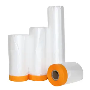 Pre-Taped Masking Film floor paint shield moving protective Car plastic film protective film for carpets