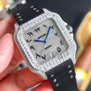 Drioshipping Hip Hop Men's <b>Automatic</b> Mechanical Watch 904L Stainless Steel Iced Out Moissanite <b>Wristwatch</b> - Product Image 3