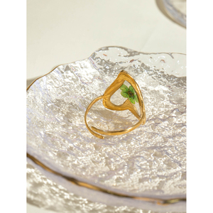 Joyería delicada a prueba de agua, anillo de flor de ciruela eterna de colores reales en forma de corazón de acero inoxidable chapado en oro de 18 quilates para niñas - Product Image 4