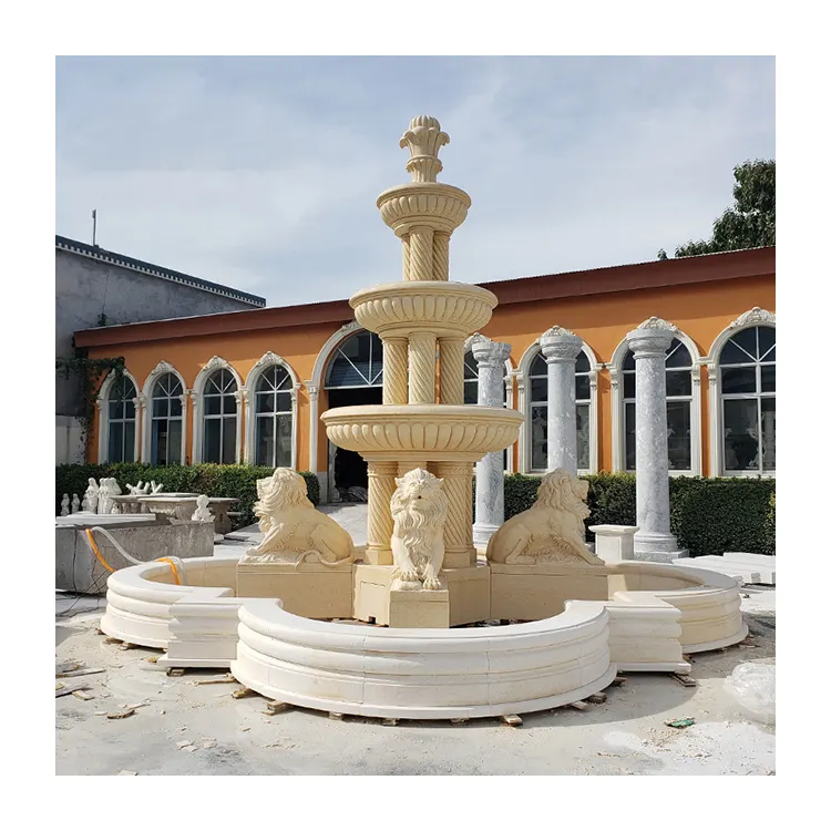 Garden Angel And Roman Pillars Carved Large Outdoor Water Fountains