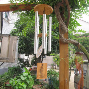 กระดิ่งลมสีทองและเงิน5หลอดเป็นมิตรกับสิ่งแวดล้อมของชาวพุทธเครื่องตกแต่งสวนด้วยฮวงจุ้ย35นิ้ว - Product Image 2