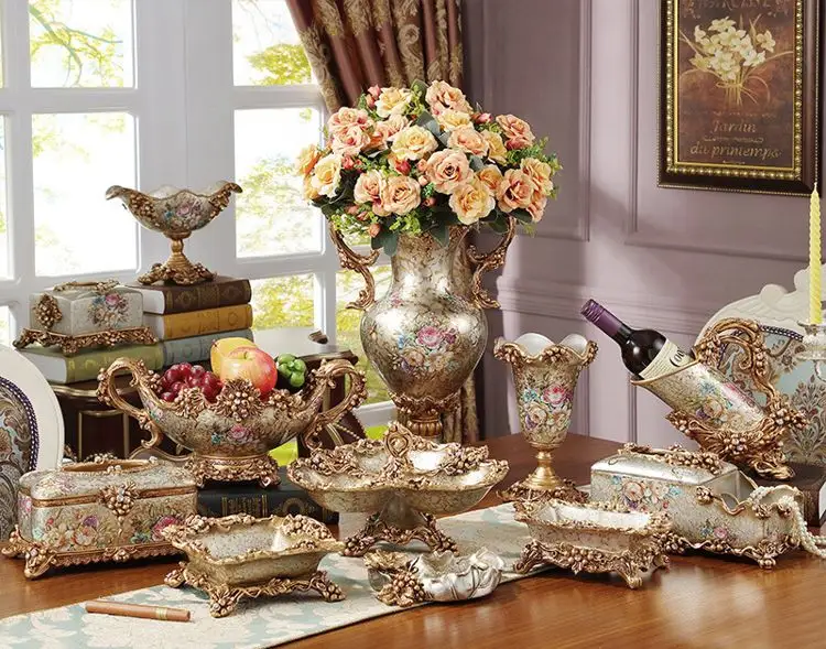 Set Aksesori Dekorasi Mewah Modern Lukisan Buatan Decorativo Urnas Jarrones High End Vas Mewah Dekorasi Rumah