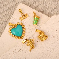 Pendentif Pharaon Égyptien Plaqué Or 18K, Breloque Cœur en Émail Acier Inoxydable Hip Hop, Bijoux Animaux Léopard Cheval pour Femmes et Hommes