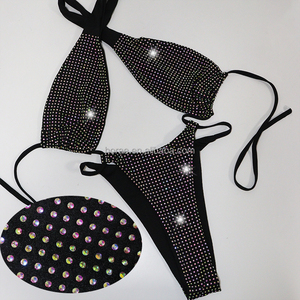 S662 Sexy Blink strass vêtements <span class=keywords><strong>de</strong></span> danse exotiques <span class=keywords><strong>tenue</strong></span> <span class=keywords><strong>de</strong></span> strip-teaseuse usine personnalisée une pièce diamant Bikini maillot <span class=keywords><strong>de</strong></span> bain <span class=keywords><strong>pour</strong></span> les femmes - Product Image 2