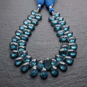 Perles de topaze bleue de Londres facettées en forme de briolette, autres formes, polies, pour la fabrication de bijoux religieux bouddhistes et bohèmes - Product Image 3