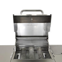 Barbecue à gaz autonome d'extérieur en acier inoxydable avec thermomètre intégré, étagères latérales et armoire de rangement