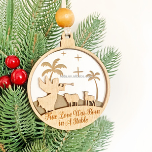 Ornement de Noël en bois 3D superposé, imprimé UV, Robin à poitrine rouge, décoration suspendue, découpe laser, décoration d'<span class=keywords><strong>arbre</strong></span> de Noël en bois - Product Image 4