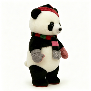 Customized Soft plush panda with red-green-pink knit accessories for Christmas, Christmas gift panda plush <b>Winter</b> <b>decor</b> panda - Product Image 2