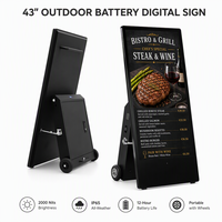 Affichage publicitaire numérique LED extérieur de 43 pouces, alimenté par batterie, IP65, sur pied, pour utilisation en ascenseur