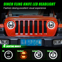 Phare DOT 9 ''High Low Beam avec Halo Ring Blanc DRL Ambre Clignotants pour Jeep Wrangler JL 2018 2019 2020 2022 2023