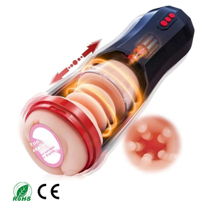 男性用男性用キングコングテレスコピックマスターベーターカップ自動電気眼鏡トレーナー振動男性用ストローカー大人用おもちゃ - Product Image 1