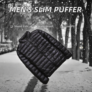 Factory Custom High Quality <b>Men's</b> Winter Plus Size Eco-Friendly Waterproof Zipper Nonwoven Puffer <b>Jackets</b> Casual Portable Stand - Product Image 2