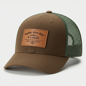 Chapeaux pour grosses têtes Chapeaux de camionneur en mousse personnalisés de haute qualité Hommes Femmes Mesh Sports Baseball Trucker Cap avec étiquette en cuir - Product Image 2