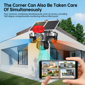 Caméra de sécurité panoramique solaire 4G extérieure 12MP à 4 objectifs, quatre écrans, surveillance AOV 24h/24 et 7j/7, caméra IP, vision nocturne couleur, audio bidirectionnel - Product Image 6
