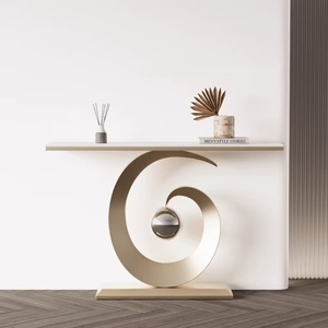 Mesa de Comedor Tipo Consola al por Mayor de Lujo y Diseño Moderno <span class=keywords><strong>para</strong></span> Recibidor o Pasillo con Base de Metal y Cubierta de Mármol - Product Image 4