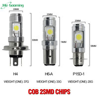 Phare de moto LED H6M PX15D P15D, faisceau Hi/Lo, 12W 5000LM, ampoule COB haute puissance pour moto, phare antibrouillard H4 2smd DC AC