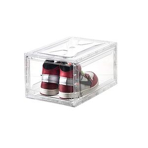 Wholesale Eco-Friendly PP Sneakers Side Drop Transparent Clear Plastic Shoe Box Storage With Custom Logo