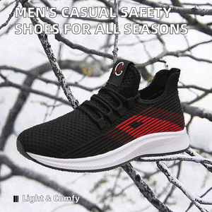 Chaussures de sécurité multifonctionnelles décontractées pour hommes, en cuir et maille respirante, avec semelle extérieure en TPU, légères et flexibles pour l'été, l'automne et l'hiver - Product Image 2