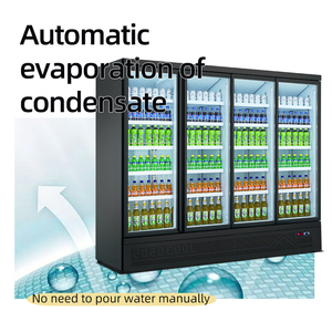 Réfrigérateur vertical commercial à 3 portes vitrées, refroidisseur de boissons, vitrine réfrigérée, acier peint <span class=keywords><strong>noir</strong></span> - Product Image 5