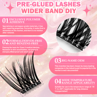 Kit de cils auto-adhésifs coréens de luxe kaki, en grappe, à presser, sans colle, tenue 7 jours, avec boîte DIY personnalisable avec logo