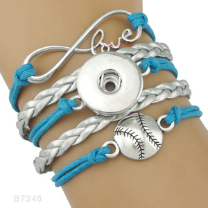 Tự làm 18mm khối Snap Nút hy vọng Skate Dog Paw bóng rổ trái tim tình yêu bóng đá khúc côn cầu quần vợt khiêu vũ Bóng Đá Vòng đeo tay - Product Image 3