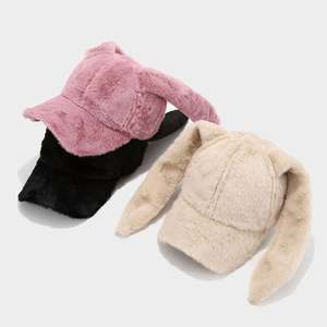 Casquette de baseball pour étudiants et jeunes filles, avec oreilles de lapin mignonnes, pour l'automne et l'hiver, en fourrure épaisse, chaude, pour l'extérieur - Product Image 1