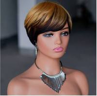 Perruque Courte Brésilienne Highlight HD Transparente avec Ligne Frontale Naturelle, 100% Cheveux Humains Remy, Coupe Stylée pour Femme, Résistante à la Chaleur, Décoloration Possible