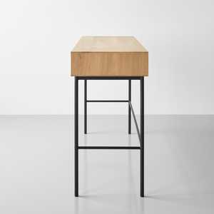 Living Room Furniture Power Coated Steel White <strong>Oak</strong> Wooden <strong>Top</strong> Modern Console Table Office <strong>Desk</strong> with Storage Eco-Friendly - Product Image 4