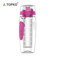 TOPKO Bouilloire de sport avec infuseur de fruits de haute qualité avec tube filtrant Bouteille d'eau d'une capacité de 1000ml avec filtre Bouteille d'eau en PET