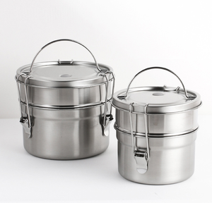 DFL01 SUS 304 Stainless Steel <b>Lunch</b> <b>Box</b> One <b>Compartment</b> 2 <b>Compartments</b> 3 <b>Compartments</b> Mess Tin with Single Folding Handle - Product Image 5