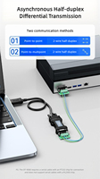 Convertisseur bidirectionnel de communication série passive industrielle DTECH DT-9000 RS232 vers RS485