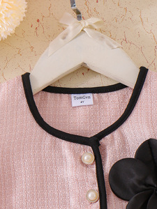 Completo Estivo per Bambine con Maniche a Sbuffo Rosa, Top a Maniche Corte e Gonna Plissettata, Set Casual per Feste - Product Image 3