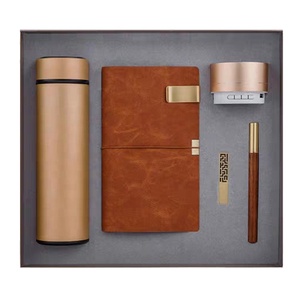 Juego personalizado de oficina para regalar diario cuaderno con botella A6 cuaderno de cuero negro con bolígrafo y USB - Product Image 2