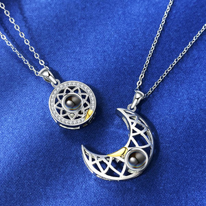 Kalung Fashion Romantis Shangjie OEM, Kalung Pasangan Perak <span class=keywords><strong>Sterling</strong></span> 925 dengan Zirkon, Kalung Proyeksi Bulan Matahari - Product Image 3
