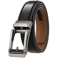 Ceinture en cuir unisexe de 30 mm de largeur avec boucle automatique, ceinture en cuir à boucle automatique tendance noire et marron pour usage quotidien et professionnel
