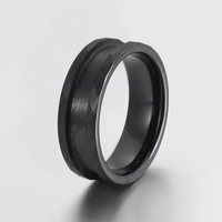 Bague de mariage classique martelée en carbure de tungstène noir, vierge, avec cœur personnalisable pour incrustation, bijoux DIY pour hommes, certifiée REACH