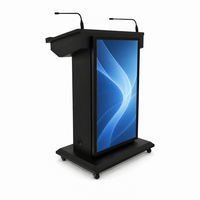 Podio Electrónico Móvil con Pantalla Vertical de 43 Pulgadas, Pantalla Táctil de 21.5 Pulgadas, Micrófonos Dobles y Ruedas con Bloqueo para Eventos