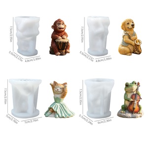 Moule en silicone INTODIY pour bougie d'aromathérapie, résine, cellophane, grenouille, animal, ours, bijoux, ornement, plâtre, motif tambour africain singe - Product Image 6
