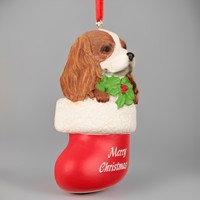 Produits en stock, breloque de chiot Cavalier King Charles Spaniel de Noël personnalisée de 2,95''H, décoration d'arbre de Noël en résine, décoration d'arbre de Noël
