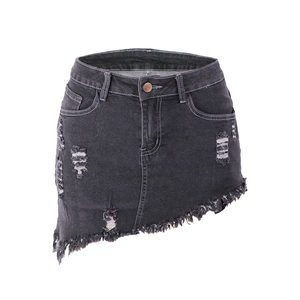 Women Blue Black Dark Mini Maxi Short Used Apron <strong>Stretch</strong> Elastic Wrap <strong>Denim</strong> Jeans <strong>Skirts</strong> - Product Image 4