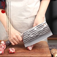 Cuchillo de Cocina Profesional de Acero Inoxidable Forjado a Mano, Espesado, con Mango de Madera, Ambidiestro, para Cortar Huesos Grandes y Patas de Animales