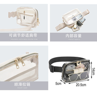 Sac banane unisexe transparent en PVC imperméable, approuvé pour les stades, sac à main transparent en TPU, sac banane de ceinture pour femmes et hommes